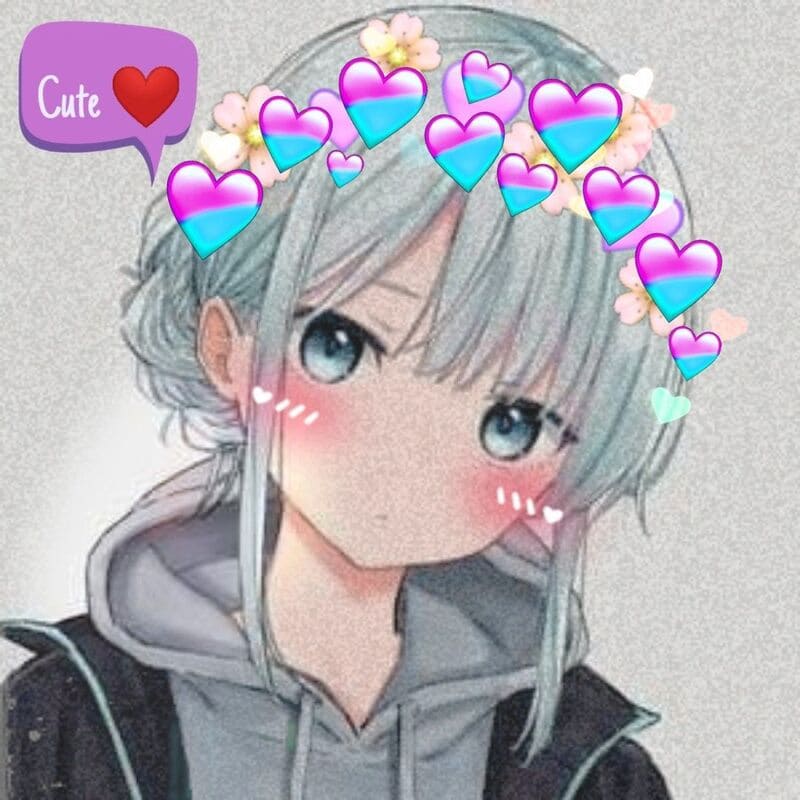 Anime dễ thương với trái tim màu sắc, độ phân giải 1080x1920, hình nền HD lý tưởng cho fan anime.