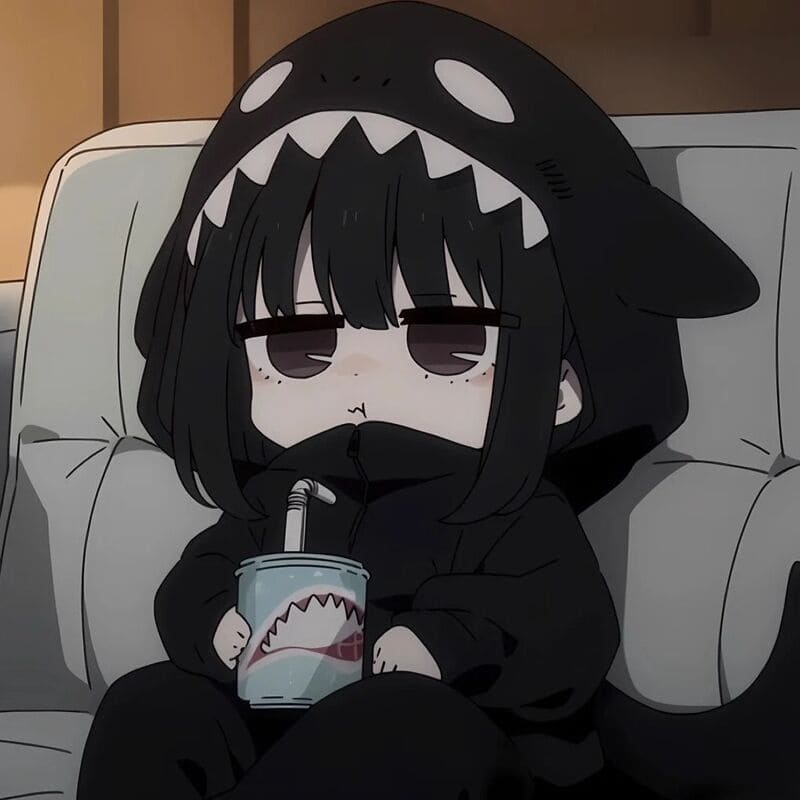 Nhân vật anime dễ thương mặc áo thú đội mũ, cầm lon nước, chất lượng HD, độ phân giải 1080x1920, hình nền sinh động.