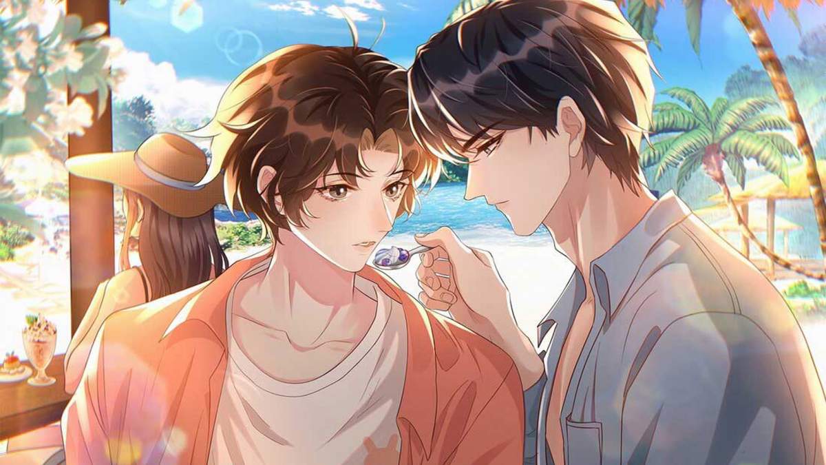 Anime lãng mạn tại bãi biển nắng, độ phân giải 1080x1920, chất lượng HD, lý tưởng cho hình nền mùa hè.