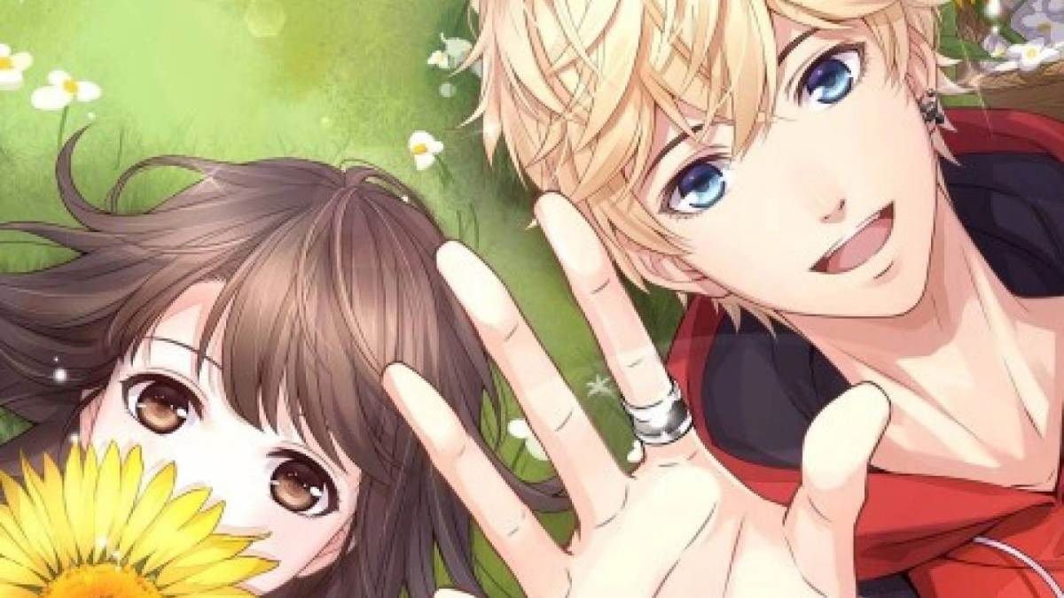 Anime đôi bạn nằm trên cỏ xanh, hoa cúc trắng, độ phân giải 1080x1920, chất lượng HD, hình nền thư giãn.