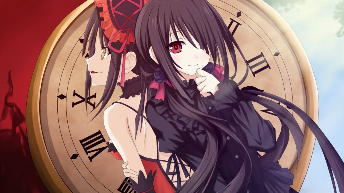 Anime girl with clock background, HD wallpaper, 675x1200, vibrant colors, perfect for fans of anime aesthetics.
