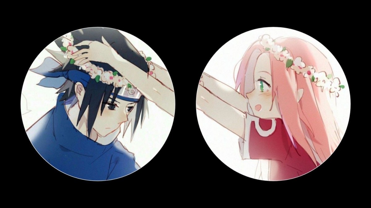 Hình nền anime đôi nhân vật đeo vòng hoa, độ phân giải 1080x1920, chất lượng HD, phong cách nghệ thuật sáng tạo.
