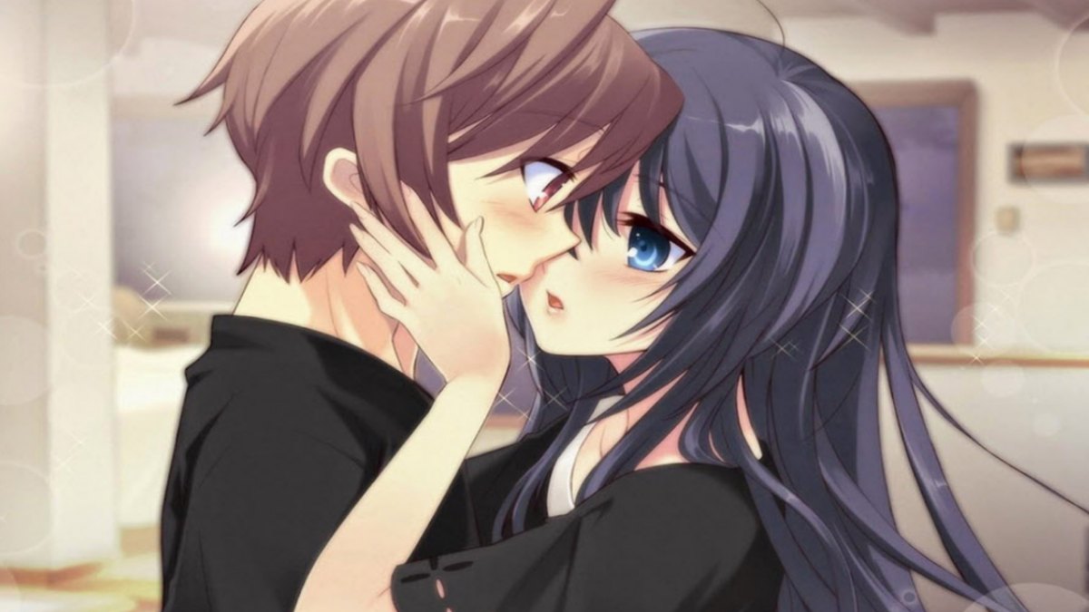 Anime tình cảm lãng mạn, hình nền 1080x1920 HD, cặp đôi chia sẻ khoảnh khắc ngọt ngào trong không gian ấm áp.