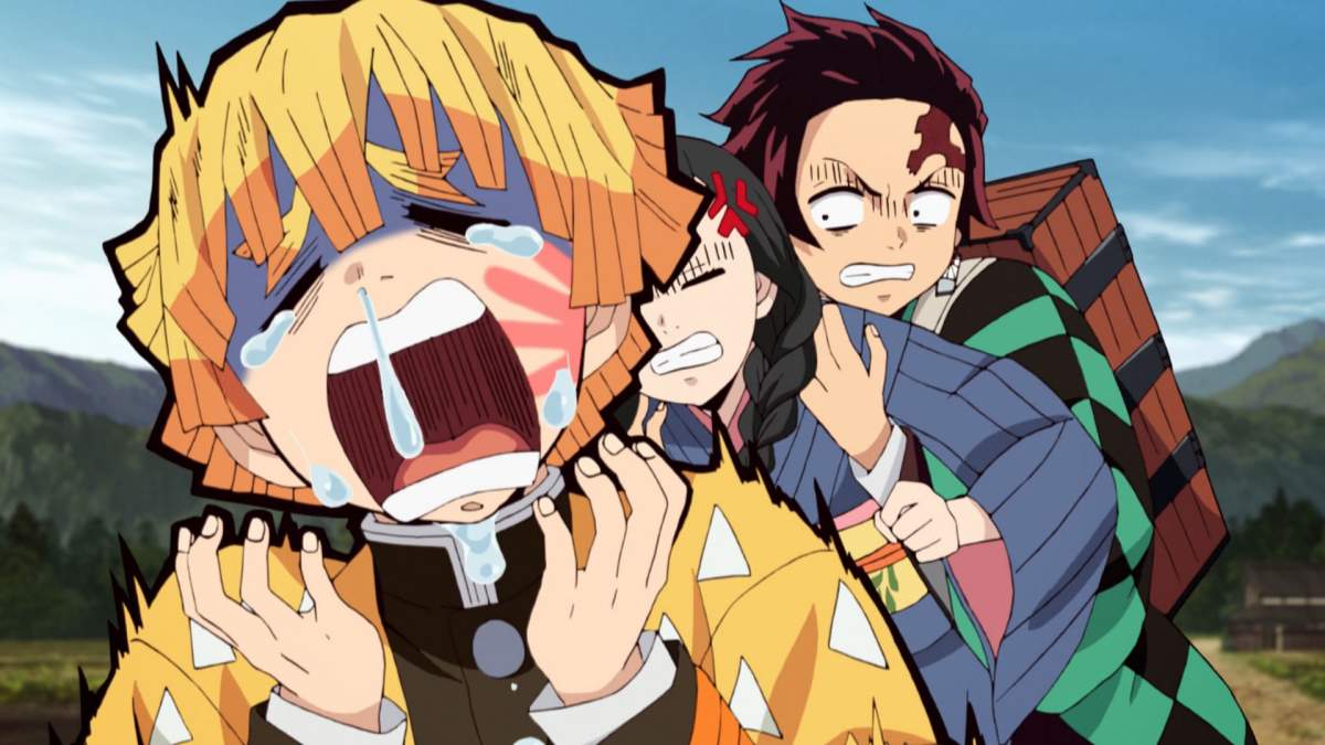 Ảnh nền anime hài hước, ba nhân vật biểu cảm, chất lượng HD, độ phân giải 1080x1920, phong cảnh nền.