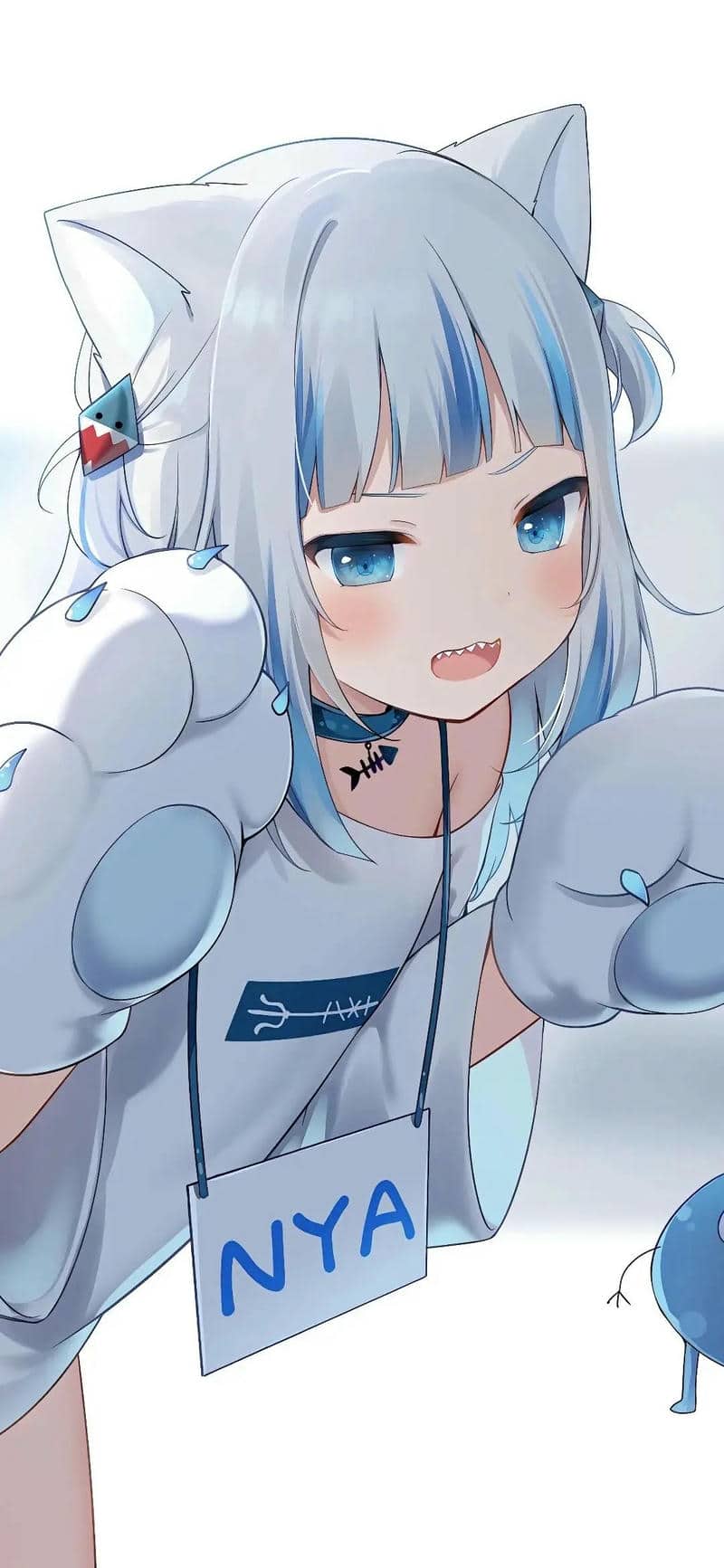 Anime cô gái dễ thương với tai mèo, phong cách chibi, hình nền HD 1080x1920, nghệ thuật số sống động.
