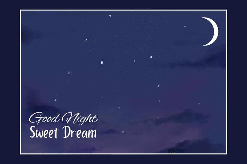Hình nền đêm yên tĩnh với trăng khuyết, sao lấp lánh, chữ "Good Night Sweet Dream", 1080x1920 HD.