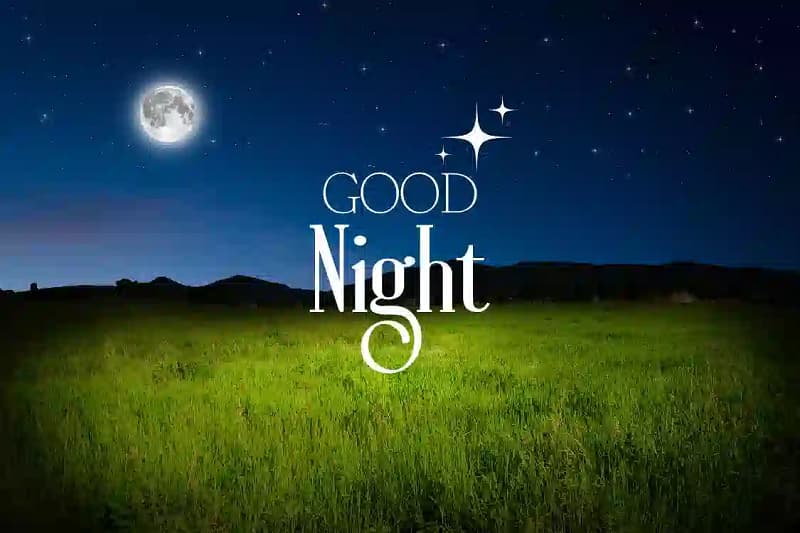 Hình nền đêm trăng sao "Good Night", nền cỏ xanh, độ phân giải 1080x1920, chất lượng HD, thư giãn.