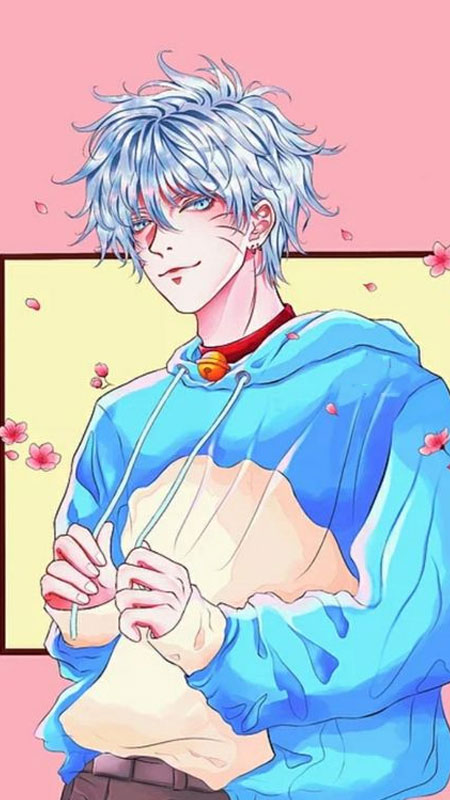 Hình nền anime phong cách nghệ thuật, thiếu niên tóc xanh, 1080x1920, hình ảnh HD, hoa anh đào, phong cách Nhật Bản.