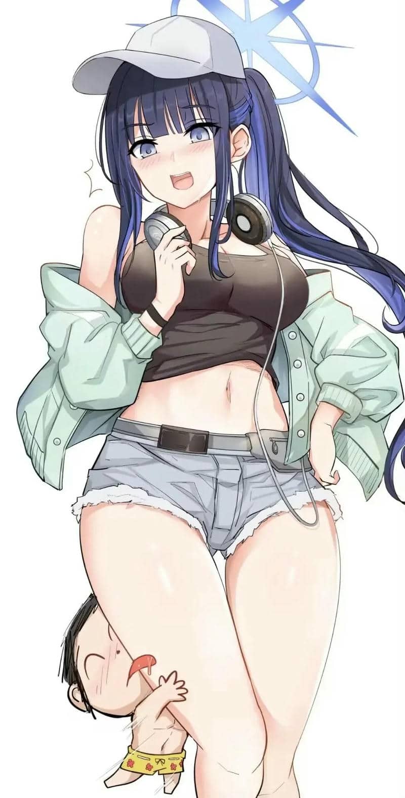 Hình nền anime thiếu nữ năng động cùng em bé, độ phân giải 1080x1920, chất lượng HD, phong cách nghệ thuật cuốn hút.