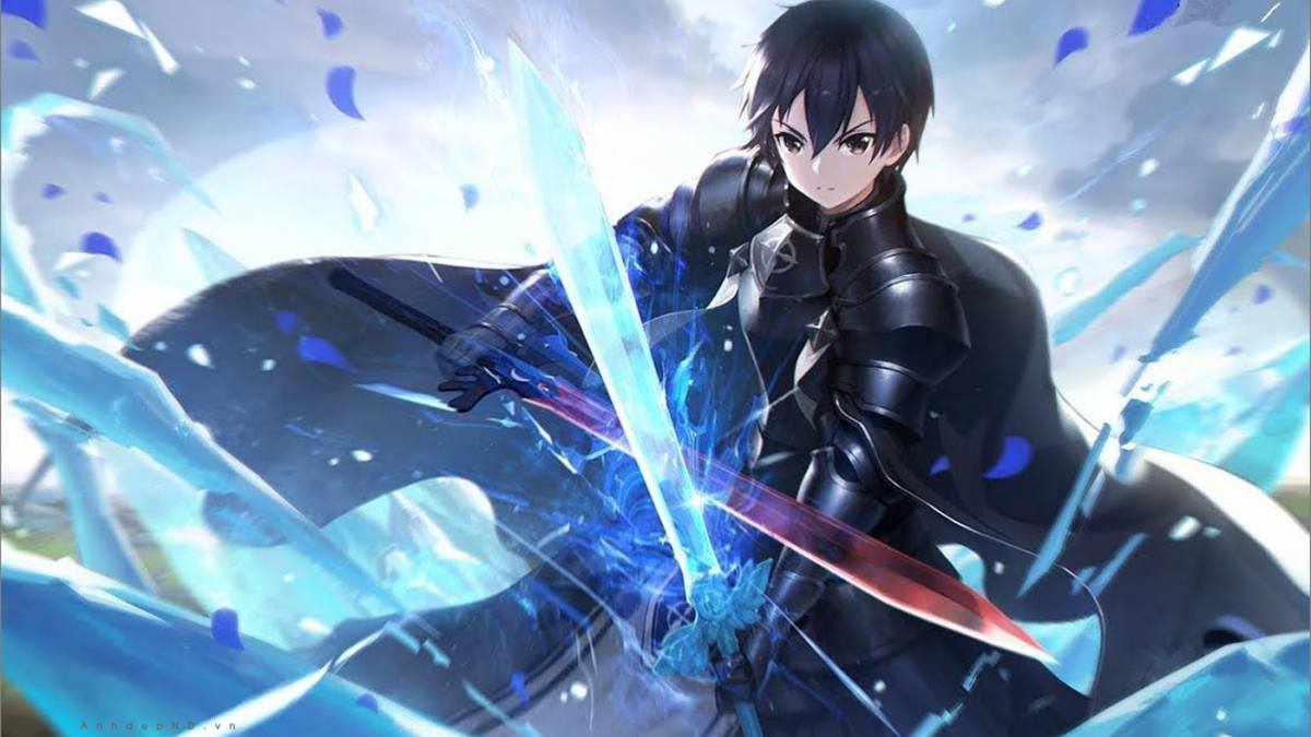 Hình nền anime hành động với nhân vật kiếm sĩ, độ phân giải 1080x1920, chất lượng HD, phong cách mạnh mẽ.