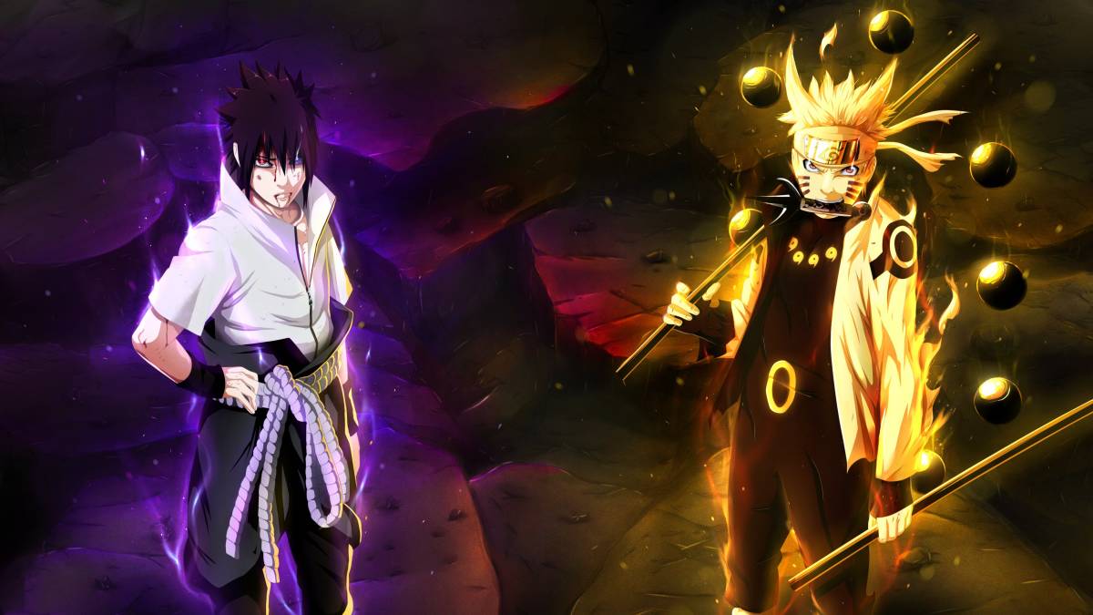 Hai nhân vật anime đối đầu, nền màu sắc rực rỡ, độ phân giải 1080x1920, hình ảnh chất lượng HD.