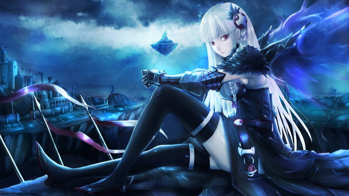 Hình nền anime cô gái chiến binh trong thế giới huyền bí, độ phân giải 1080x1920, chất lượng HD, phong cách nghệ thuật.