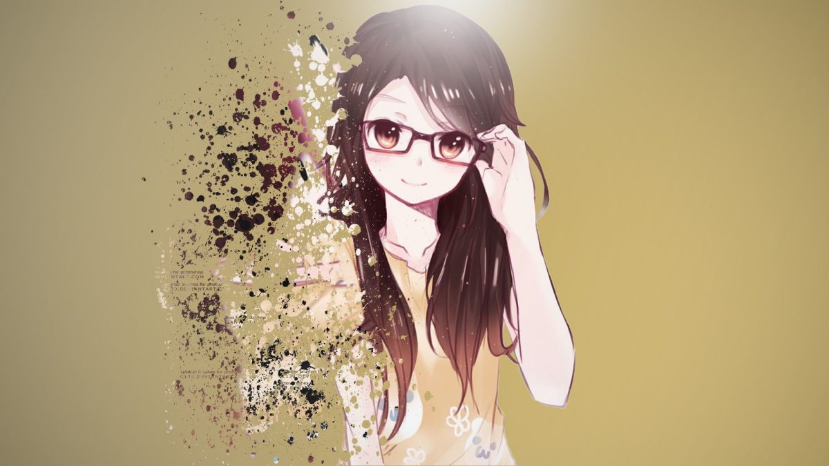 Hình nền anime cô gái đeo kính, hiệu ứng tan biến độc đáo, 1080x1920, chất lượng HD, sáng tạo và cuốn hút.