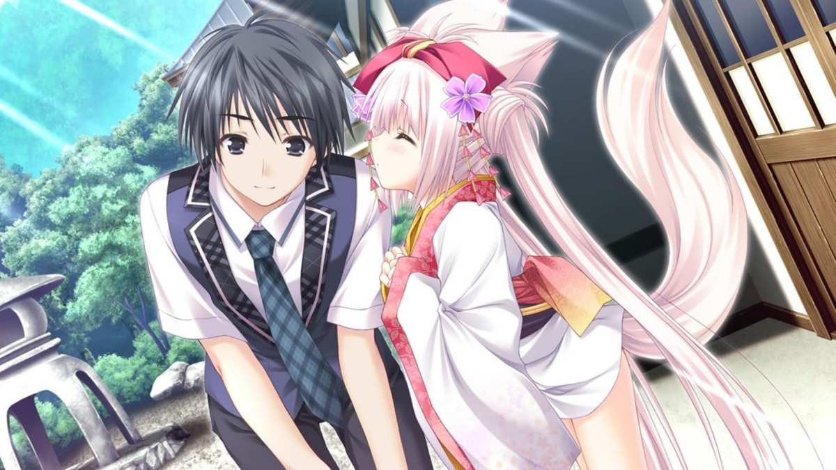 Anime tình cảm lãng mạn ngoài trời, độ phân giải 1080x1920 HD, hai nhân vật, cảnh quan thiên nhiên, hình nền hấp dẫn.
