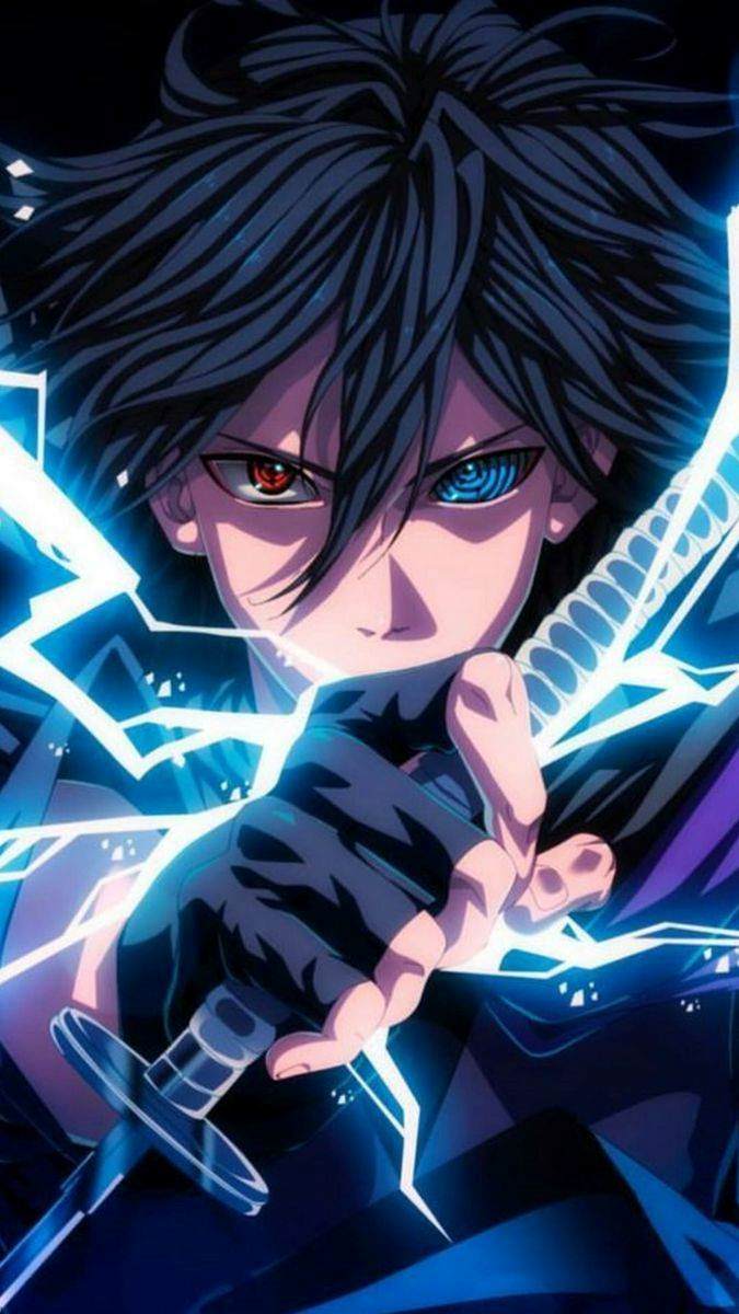 Hình nền anime kiếm sĩ siêu nhiên, ánh sáng xanh nổi bật, độ phân giải 1080x1920, chất lượng HD, phong cách mạnh mẽ.