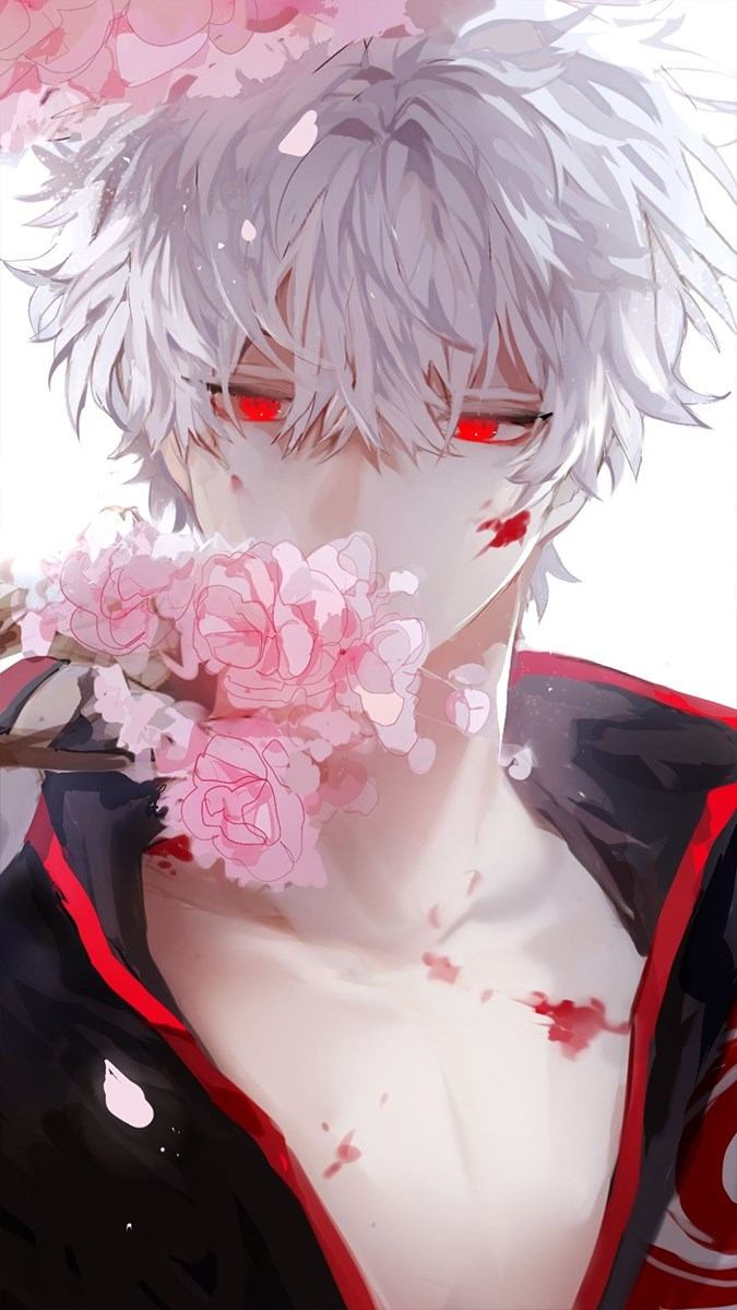 Anime nhân vật bí ẩn với hoa hồng, nền 1080x1920, chất lượng HD, hình nền lôi cuốn, phong cách nghệ thuật.