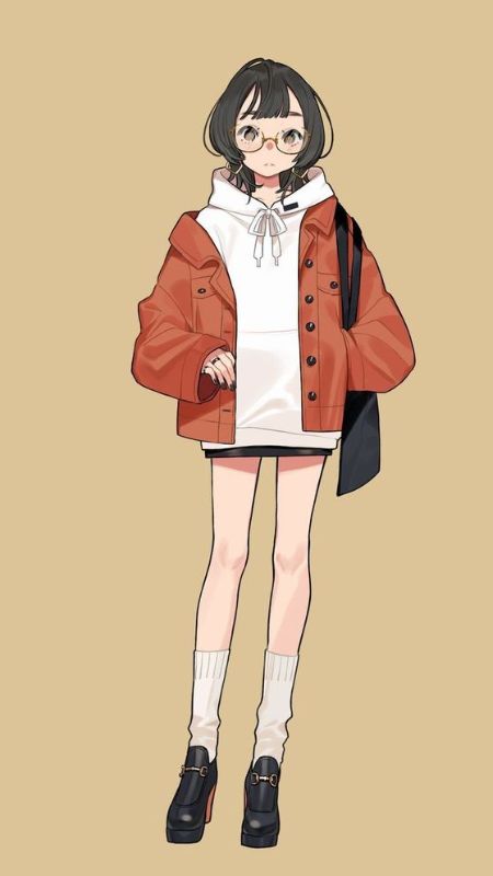 Anime girl in stylish autumn outfit; HD wallpaper 1080x1920, perfect for cozy seasonal themes.