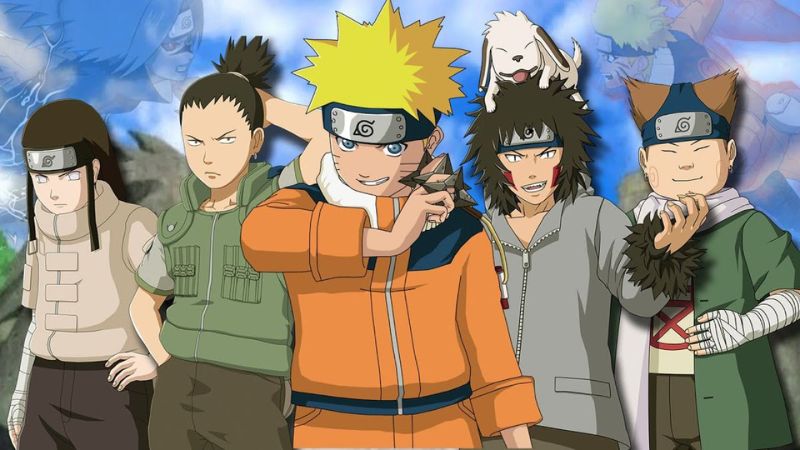 Hình nền anime HD 1080x1920 với nhóm nhân vật trẻ trung, năng động, nổi bật trong trang phục đặc trưng.