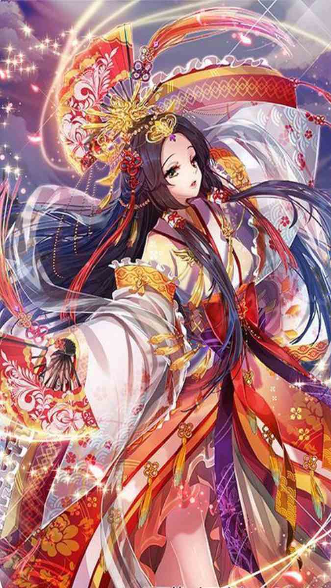 Hình nền anime thiếu nữ trong trang phục truyền thống Nhật Bản, độ phân giải 1080x1920, chất lượng HD, phong cách nghệ thuật.