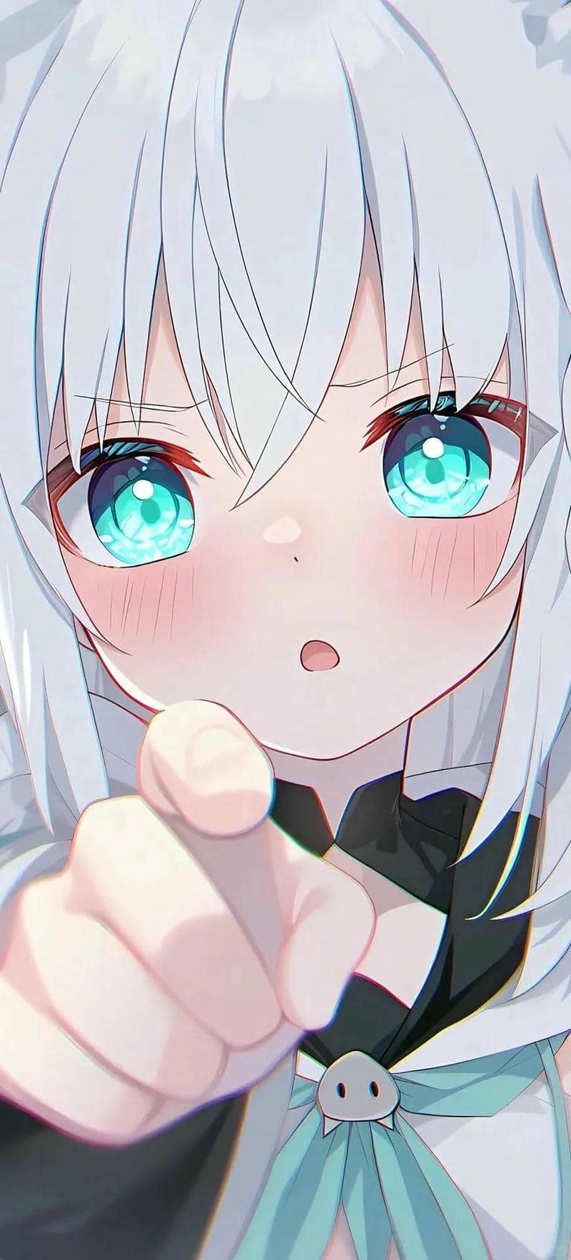 Hình nền anime nhân vật tóc trắng, mắt xanh, chất lượng HD, độ phân giải 1080x1920, nền sáng tạo.