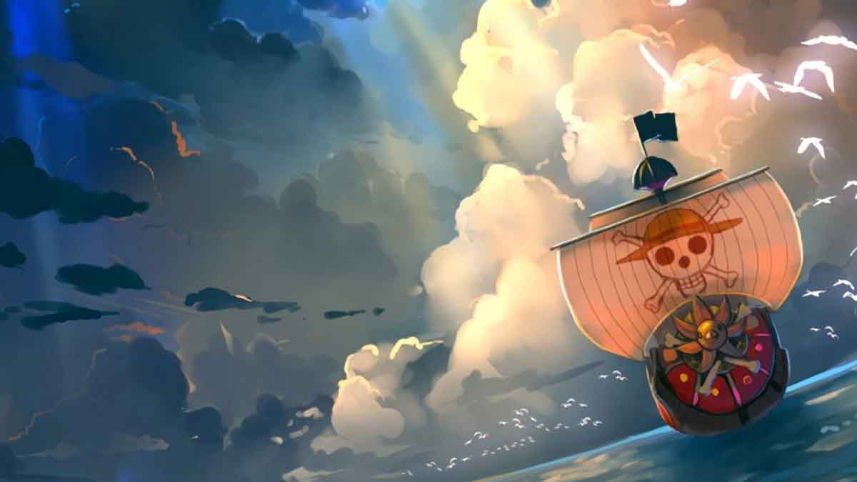 Hình nền tàu cướp biển lướt biển dưới bầu trời đầy mây, chất lượng HD, 1080x1920, chủ đề phiêu lưu.