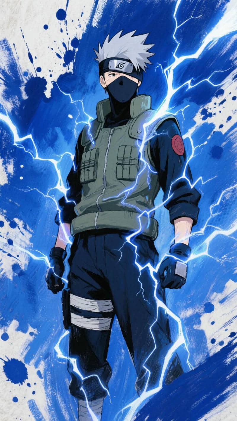 Hình nền nhân vật anime với tia sét xanh, độ phân giải 1365x768, chất lượng HD, phong cách mạnh mẽ và cuốn hút.