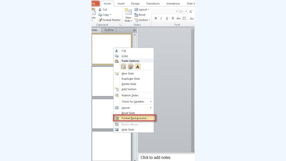 Cửa sổ định dạng nền trong PowerPoint, độ phân giải 1080x1920, chất lượng HD, hướng dẫn chỉnh sửa slide.