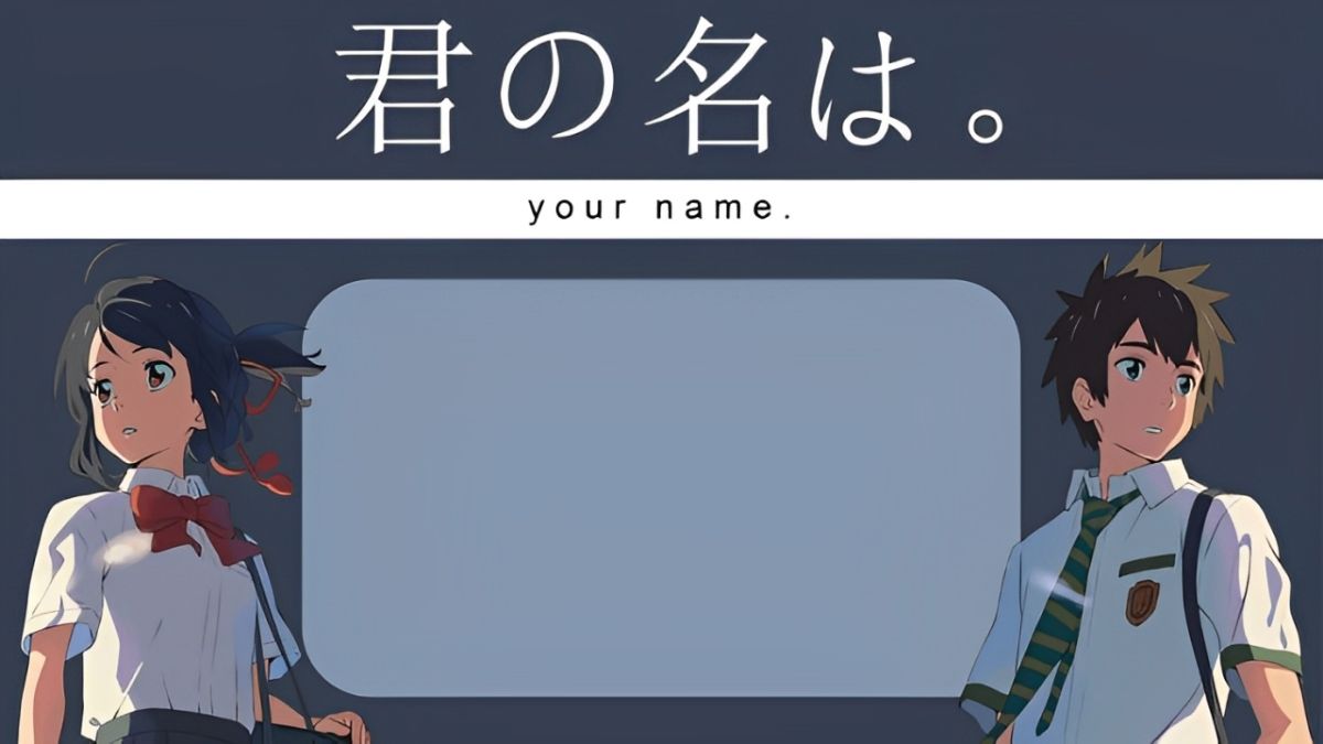 Hình nền anime 1080x1920 chất lượng HD, hai nhân vật chính đứng đối diện, chủ đề "Your Name".