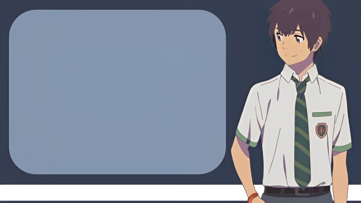 Nhân vật anime đứng trước bảng, chất lượng HD, độ phân giải 1080x1920, phong cách hoạt hình, hình nền sáng tạo.