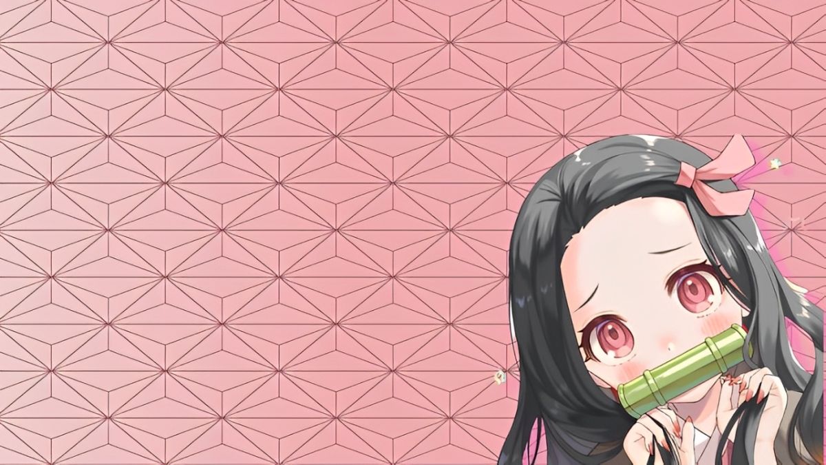 Hình nền anime dễ thương, màu hồng, độ phân giải 675x1200, chất lượng HD, phong cách hoạt hình Nhật Bản.