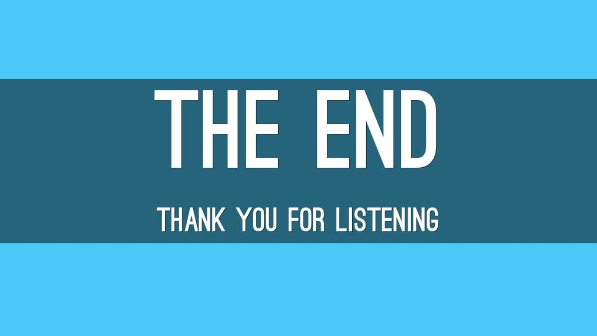 Hình nền chữ "The End" màu xanh, độ phân giải 1080x1920, chất lượng HD, kết thúc thuyết trình chuyên nghiệp.
