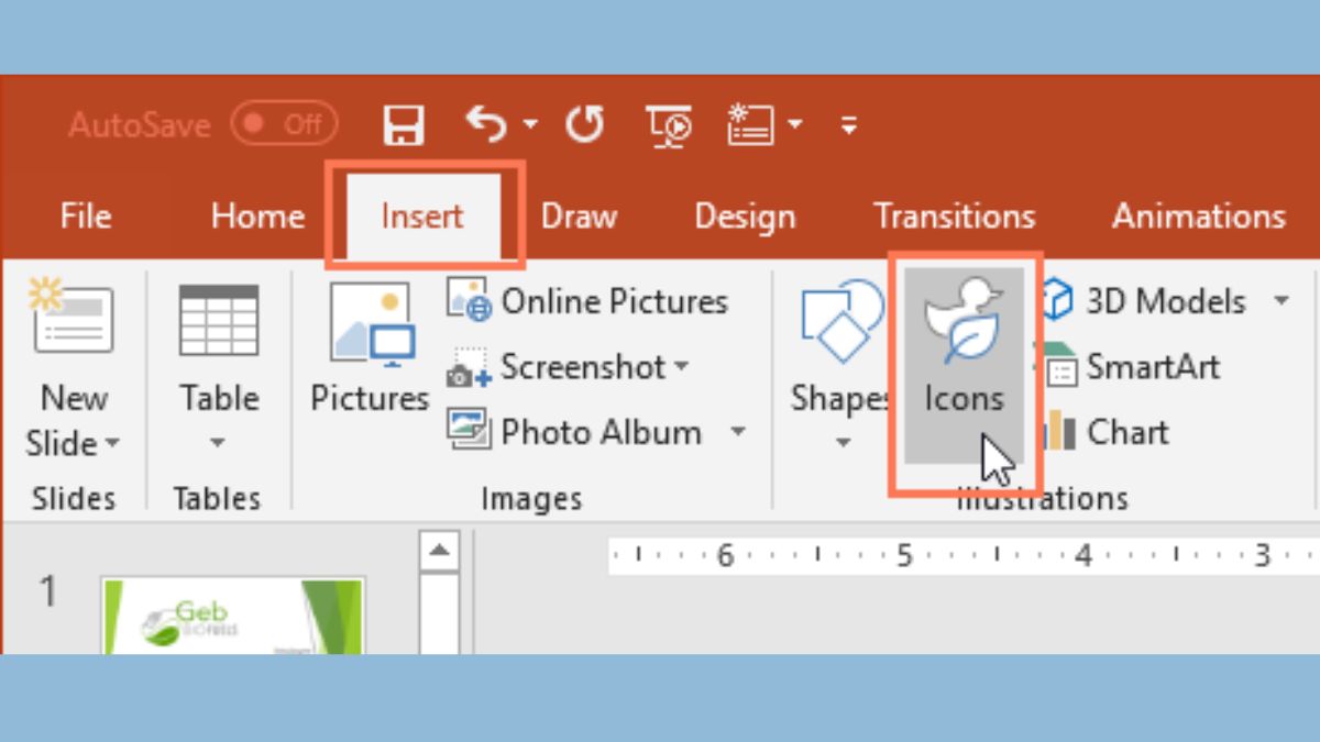 Giao diện PowerPoint với chức năng Insert Icon nổi bật, độ phân giải 1080x1920, chất lượng HD, hướng dẫn thiết kế chuyên nghiệp.
