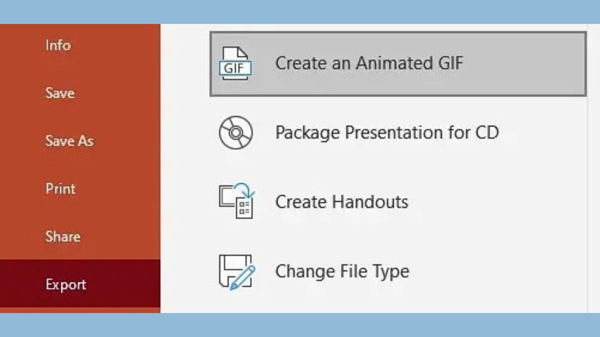 Giao diện xuất PowerPoint, tạo GIF động, độ phân giải 1080x1920, hình ảnh HD, tối ưu hóa trình bày chuyên nghiệp.