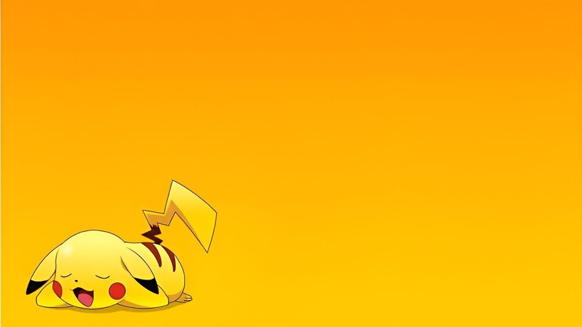 Hình nền Pikachu ngủ trên nền vàng, độ phân giải 1080x1920, chất lượng HD, phong cách hoạt hình sinh động.