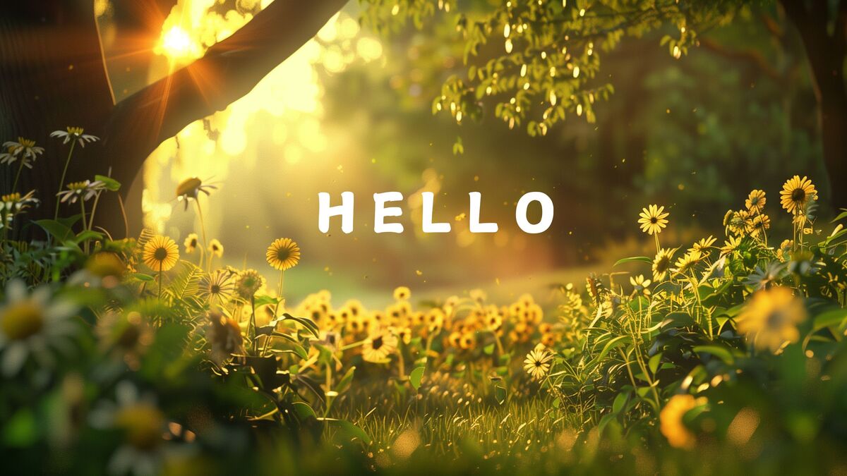 hinh-nen-slide-mo-dau-powerpoint-109 Hình nền hoa cúc nắng sáng, chữ "Hello", độ phân giải 1080x1920, chất lượng HD, thiên nhiên tươi sáng.