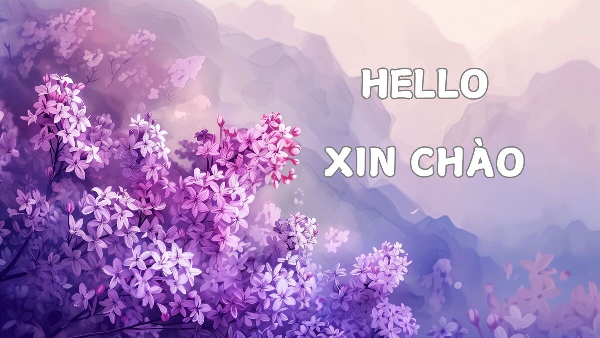 hinh-nen-slide-mo-dau-powerpoint-112 Hình nền hoa tím nghệ thuật, chữ "Hello, Xin chào", độ phân giải 1080x1920, chất lượng HD, phong cảnh thiên nhiên.