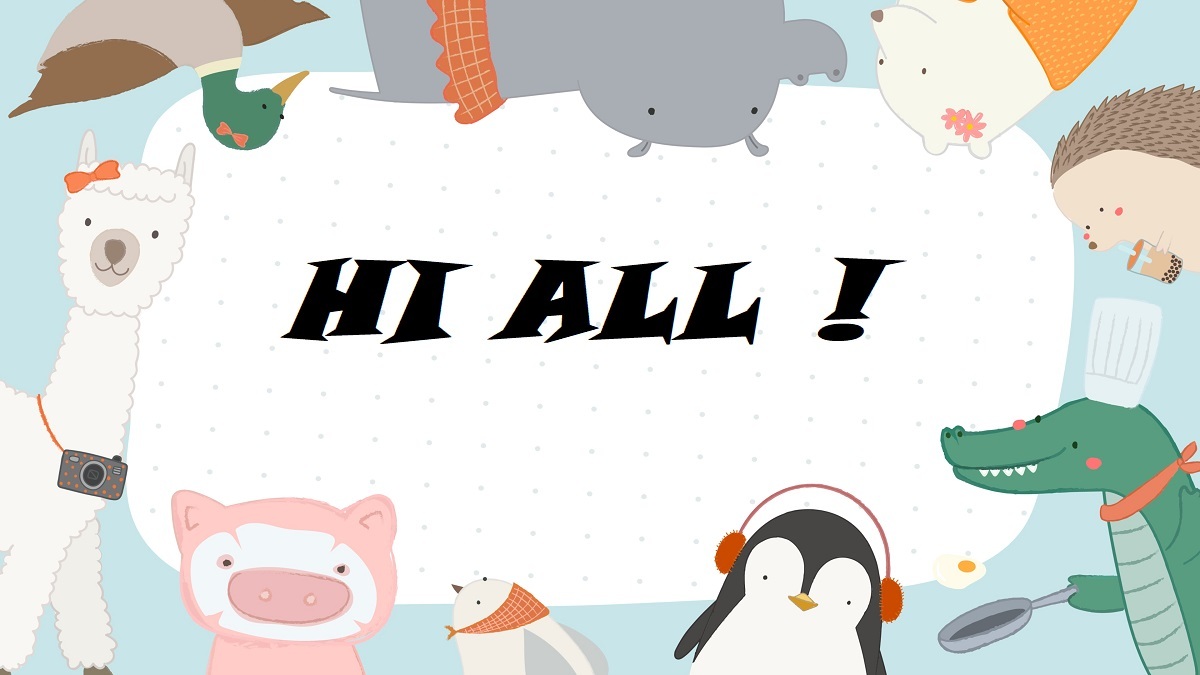 hinh-nen-slide-mo-dau-powerpoint-31 Hình nền động vật ngộ nghĩnh với dòng chữ "HI ALL!" độ phân giải 1080x1920, chất lượng HD, phong cách dễ thương.