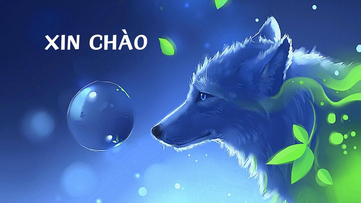 hinh-nen-slide-mo-dau-powerpoint-59 Hình nền sói xanh ảo diệu với bong bóng và lá, độ phân giải 1080x1920 HD, chủ đề thiên nhiên huyền bí.