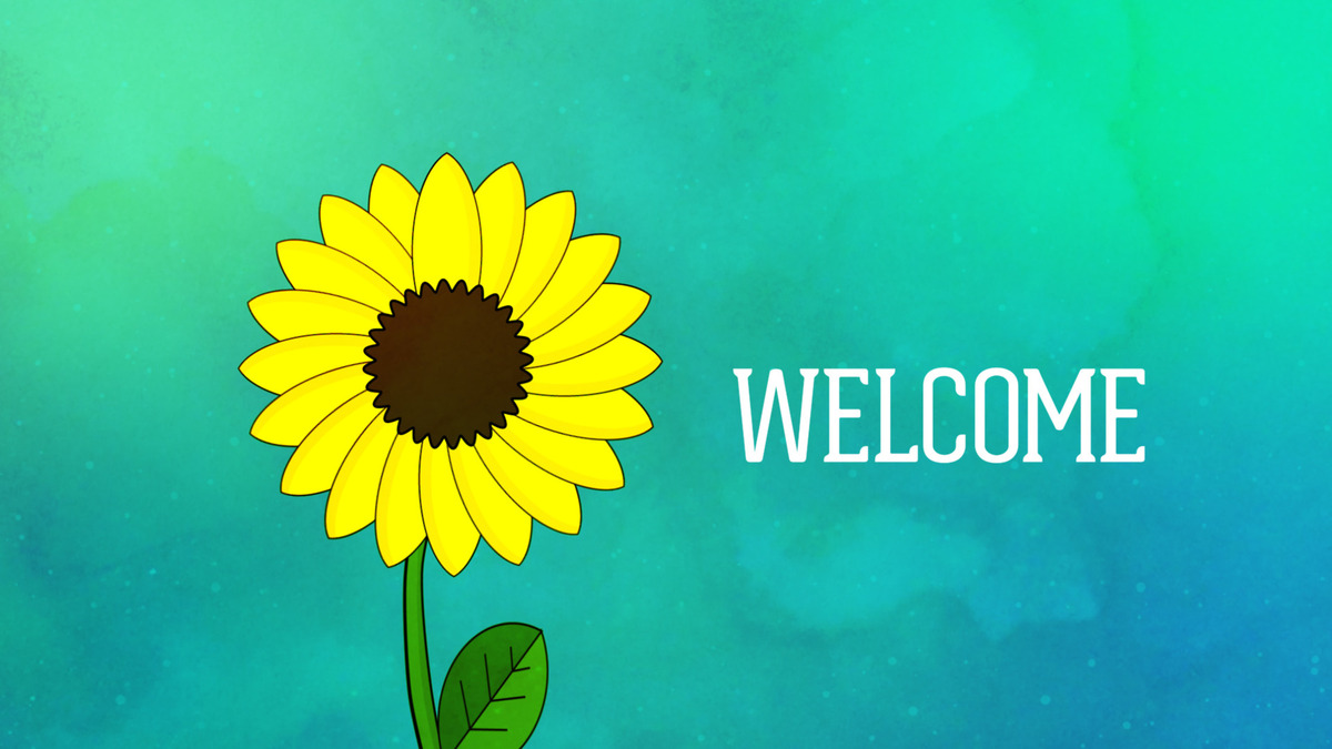 hinh-nen-slide-mo-dau-powerpoint-66 Hình nền hoa hướng dương và chữ "Welcome" trên nền xanh, độ phân giải 1080x1920, chất lượng HD.