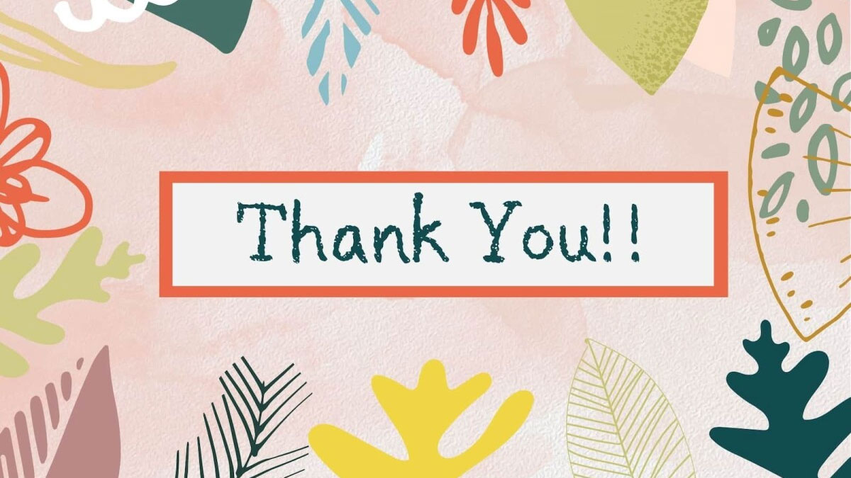 Floral "Thank You" background with colorful leaves, HD quality, 1080x1920 resolution, perfect for gratitude themes.