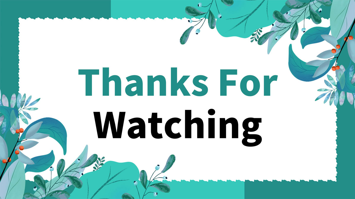 Hình nền xanh lá cây với chữ "Thanks for Watching", độ phân giải 1080x1920, chất lượng HD, thiết kế tươi mát.