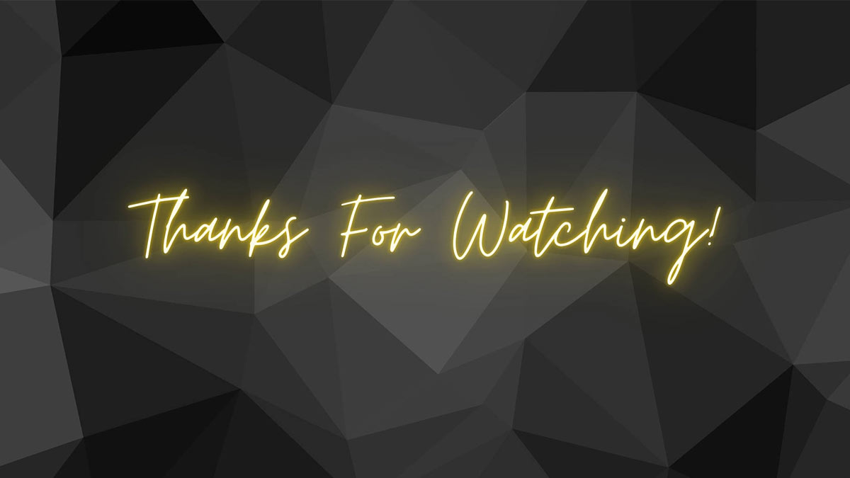 Hình nền tối giản chữ "Thanks For Watching" với ánh sáng neon, độ phân giải 1080x1920, chất lượng HD.
