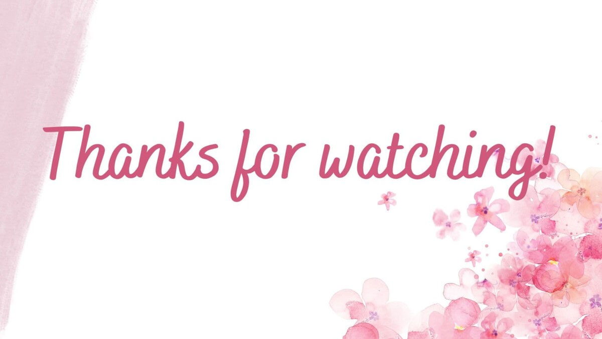 Hình nền hoa hồng pastel "Thanks for watching" 1080x1920 HD, thiết kế nhẹ nhàng, cảm ơn người xem.