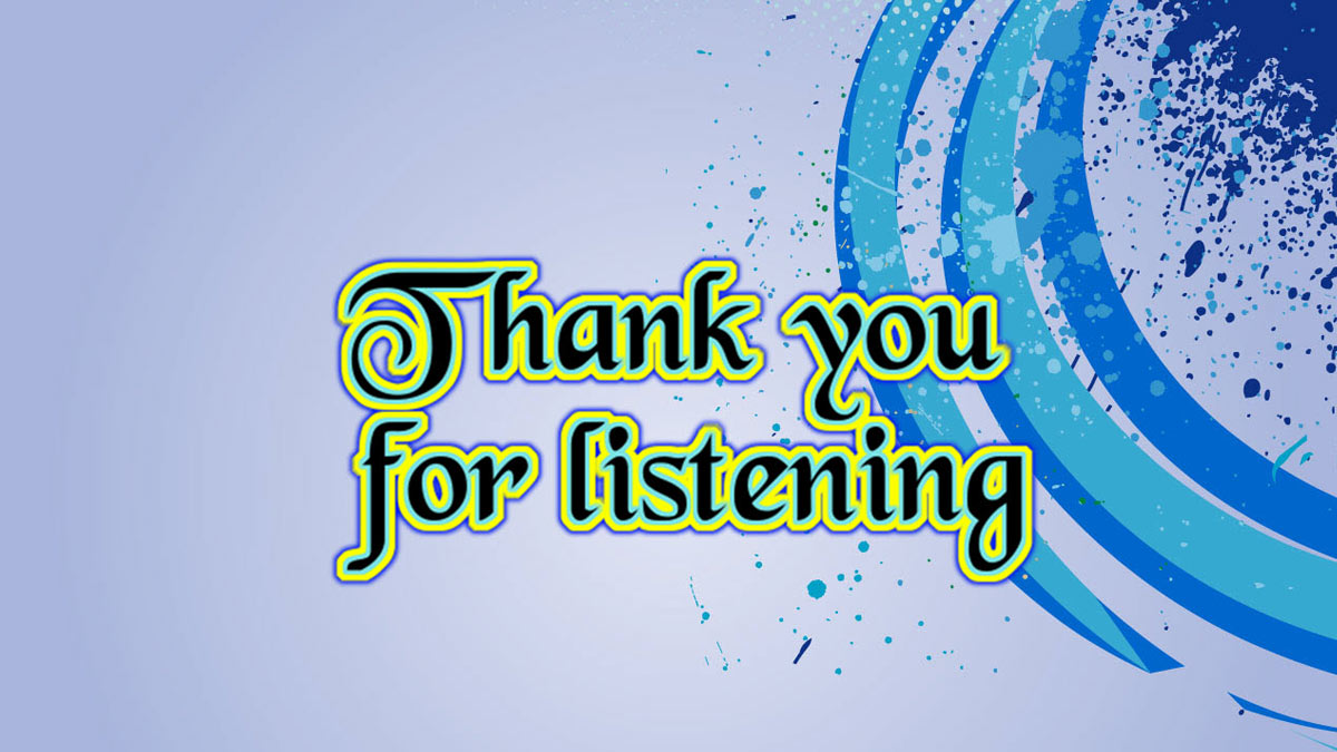 Nền chữ "Thank you for listening" với hiệu ứng màu xanh, độ phân giải 1080x1920, chất lượng HD.