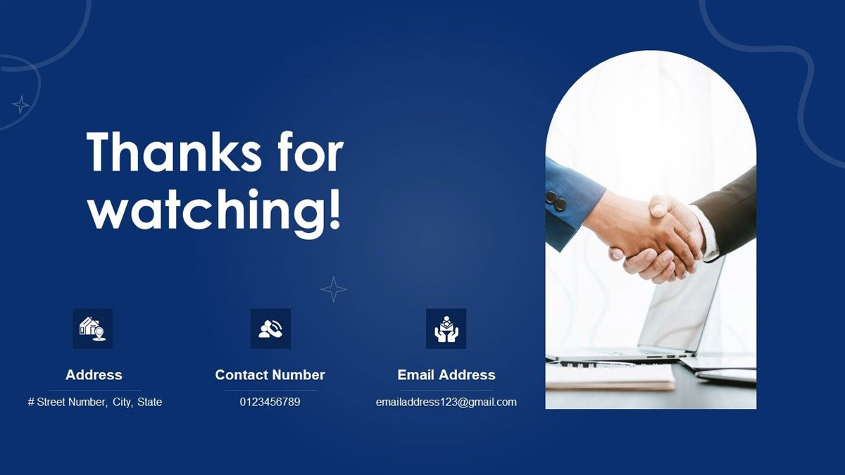 Hình nền bắt tay doanh nghiệp, chữ "Thanks for watching", độ phân giải 1080x1920, chất lượng HD, nền xanh.