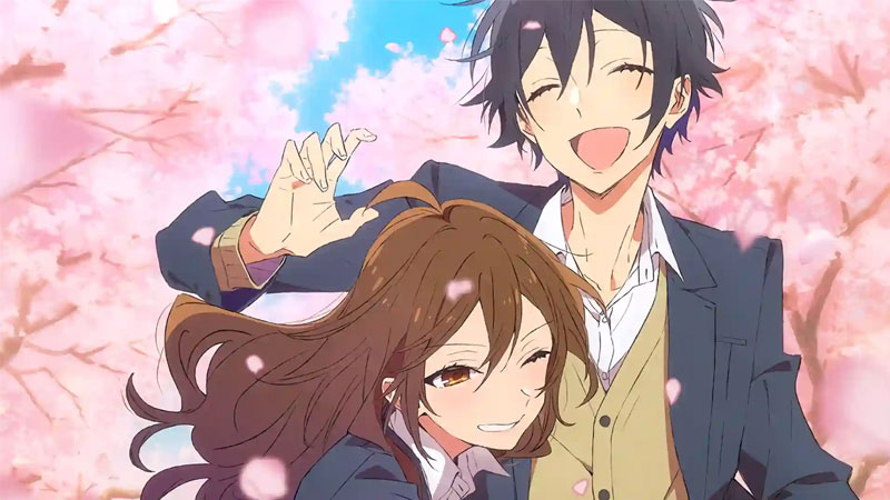 Anime lãng mạn mùa hoa anh đào, nền trời xanh, độ phân giải 450x800, chất lượng HD, hình nền anime đẹp.