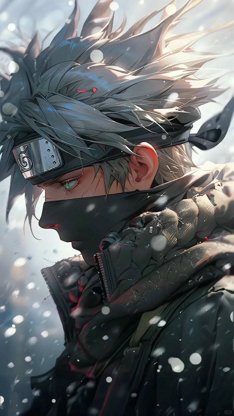 Hình nền anime nhân vật bí ẩn đội băng đô trong tuyết, độ phân giải 1365x768, chất lượng HD.