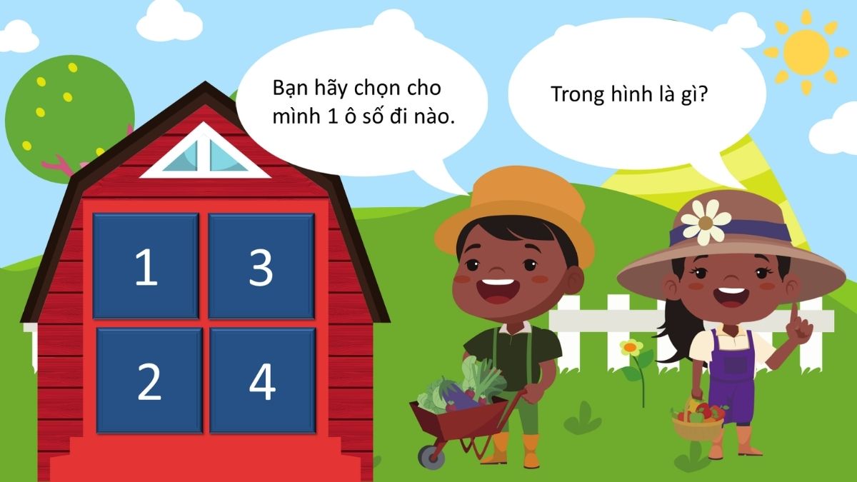 Hình nền truyện tranh nông trại, trẻ em vui chơi, nền trời xanh, chất lượng HD, độ phân giải 1080x1920.