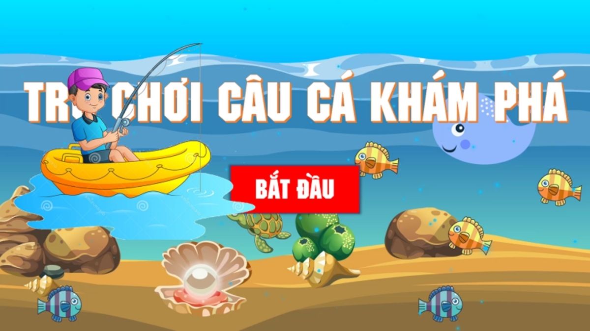 Hình nền trò chơi câu cá khám phá, chất lượng HD, độ phân giải 1080x1920, biển xanh và cá hoạt hình sinh động.