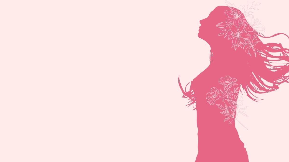 Silhouette nữ với hoa, nền hồng dịu, độ phân giải 1080x1920, chất lượng HD. Hình nền sáng tạo và nữ tính.